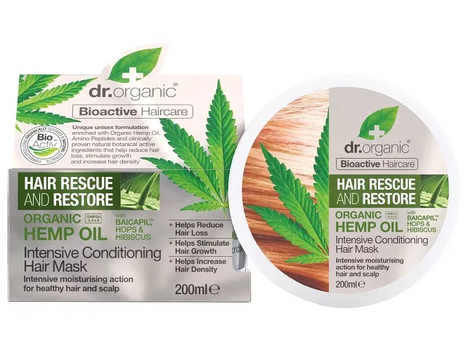 Dr.Organic Hemp Oil, maska do włosów z organicznym olejem z konopi siewnych