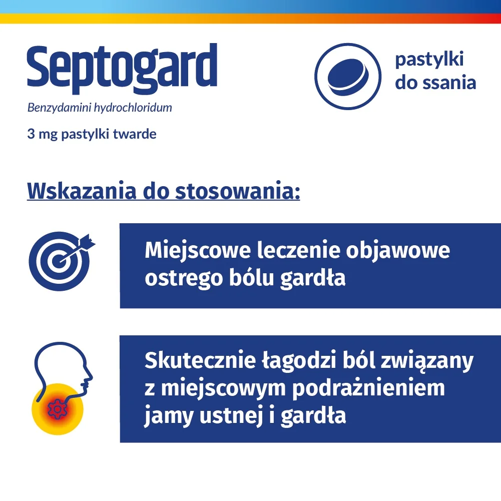 Septogard 20 pastylek, smak miodowo-pomarańczowy