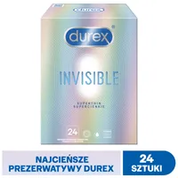 Durex Invisible, prezerwatywy, dla większej bliskości, 24 sztuki