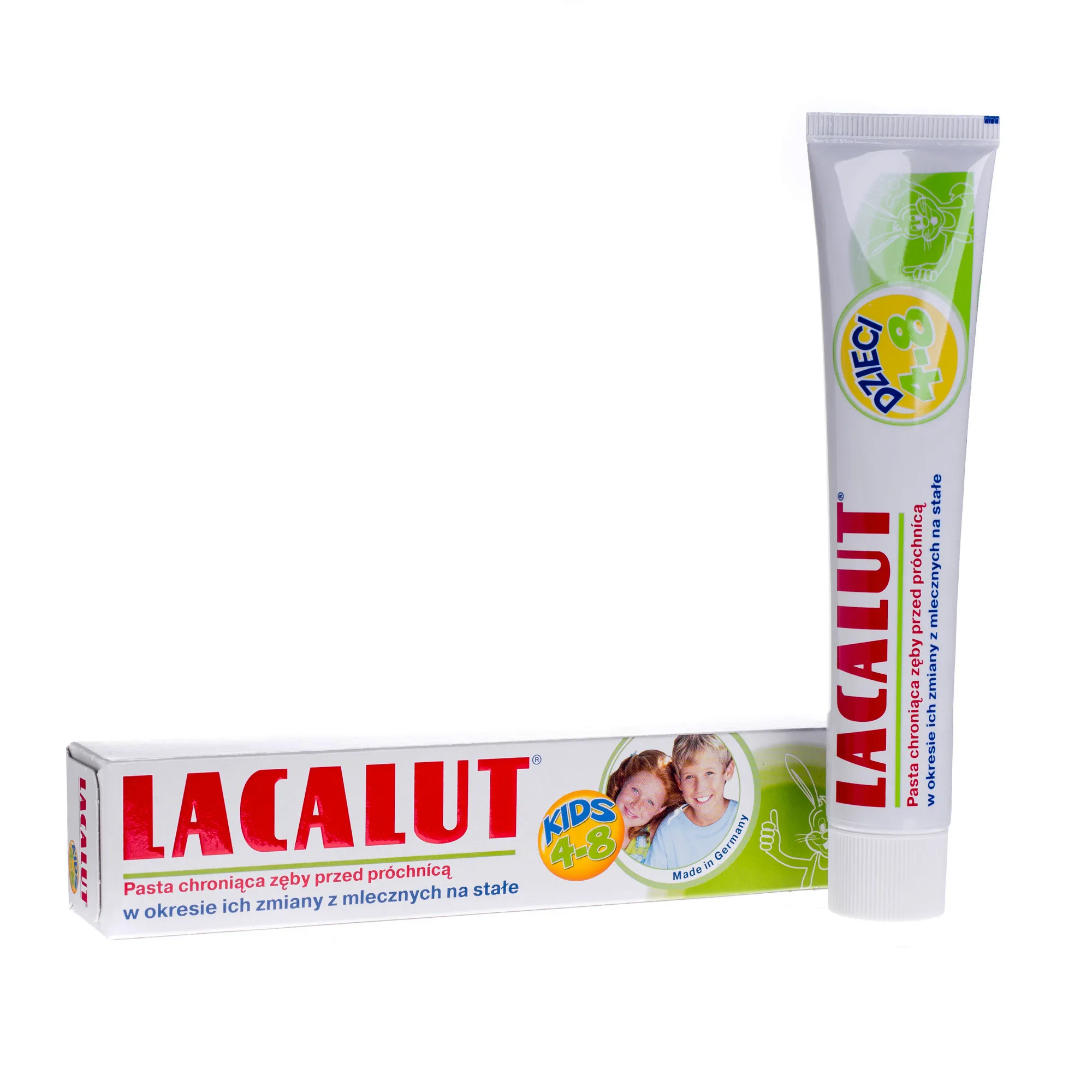Lacalut Kids, pasta chroniąca zeby przed próchnicą dla dzieci 4-8 lat, 50 ml 