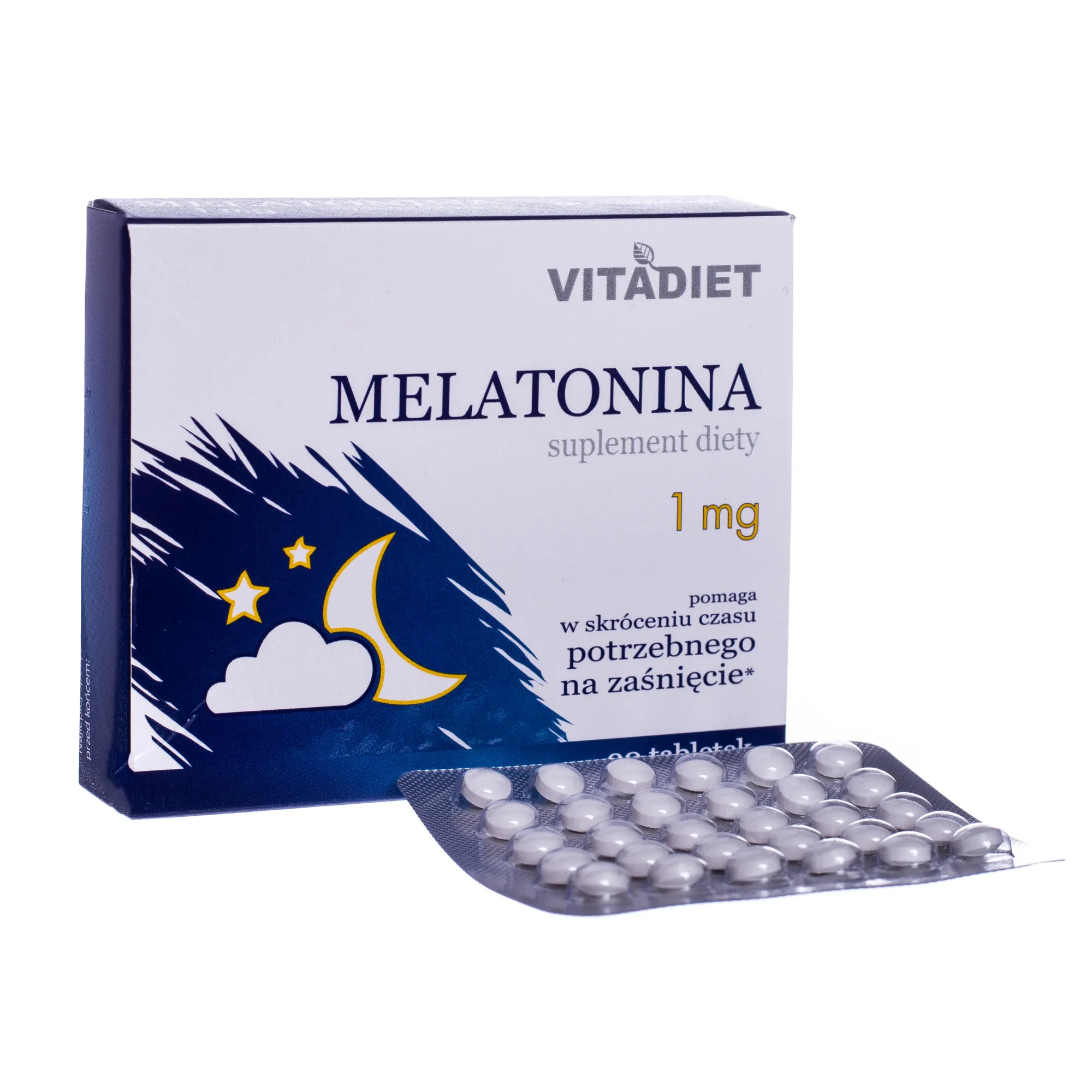 Melatonina, 1 mg, suplement diety, 90 tabletek