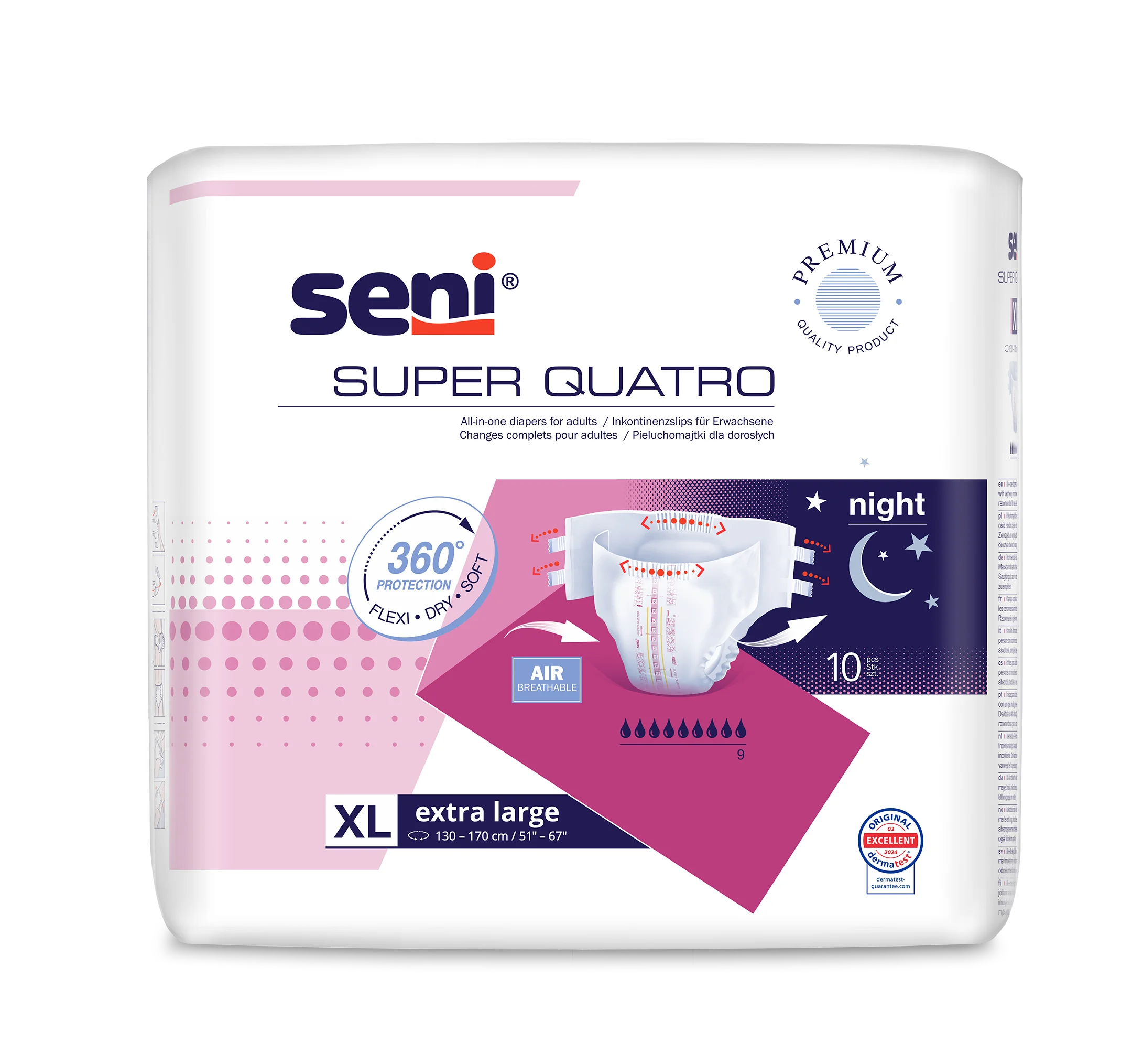 Seni Super Quatro pieluchomajtki XL, 10 szt.
