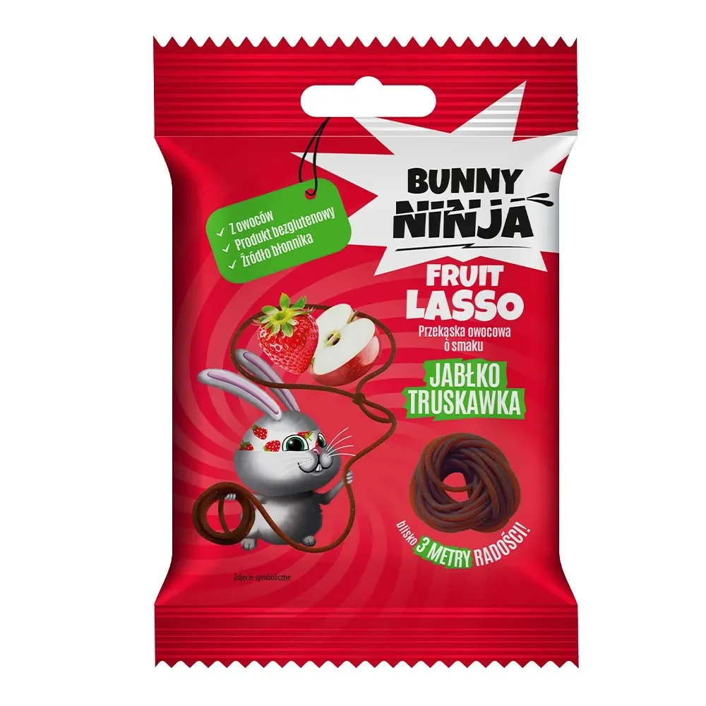 BUNNY NINJA fruit lasso przekąska owocowa o smaku jabłko-truskawka, 20 g