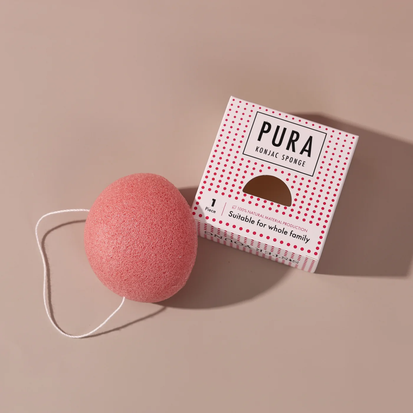 Sister Young Pura pink, naturalna gąbka konjac do twarzy, 1 sztuka
