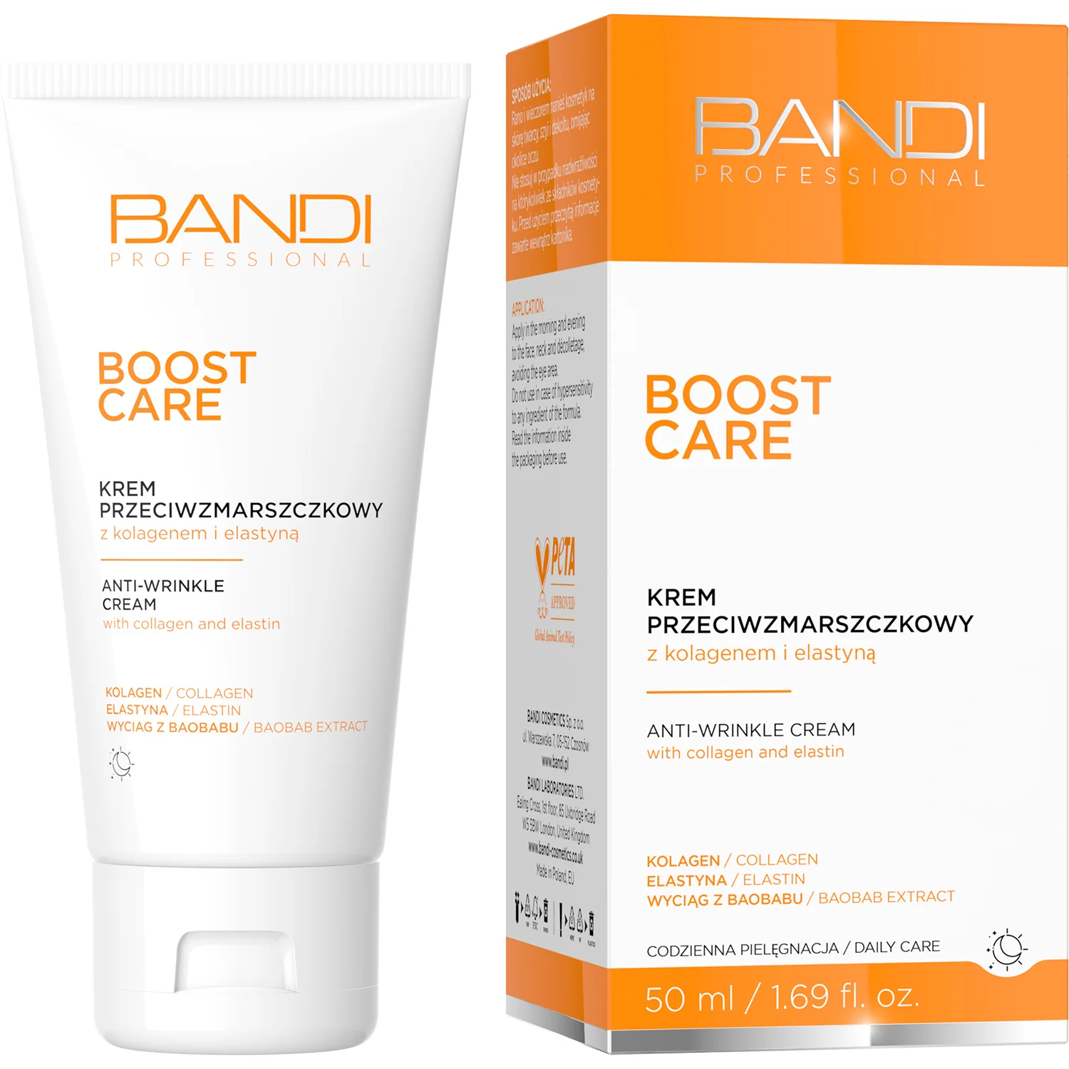BANDI Boost care. krem przeciwzmarszczkowy z kolagenem i elastyną, 50 ml
