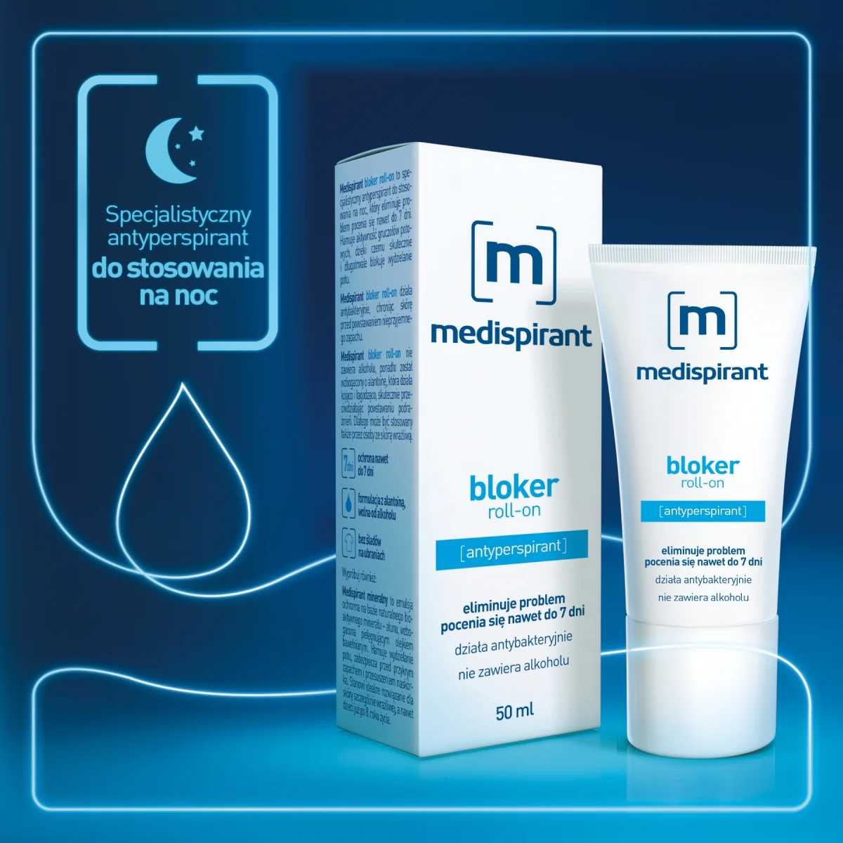 Medispirant Roll-on antyperspirant eliminujący problem pocenia się, 50 ml