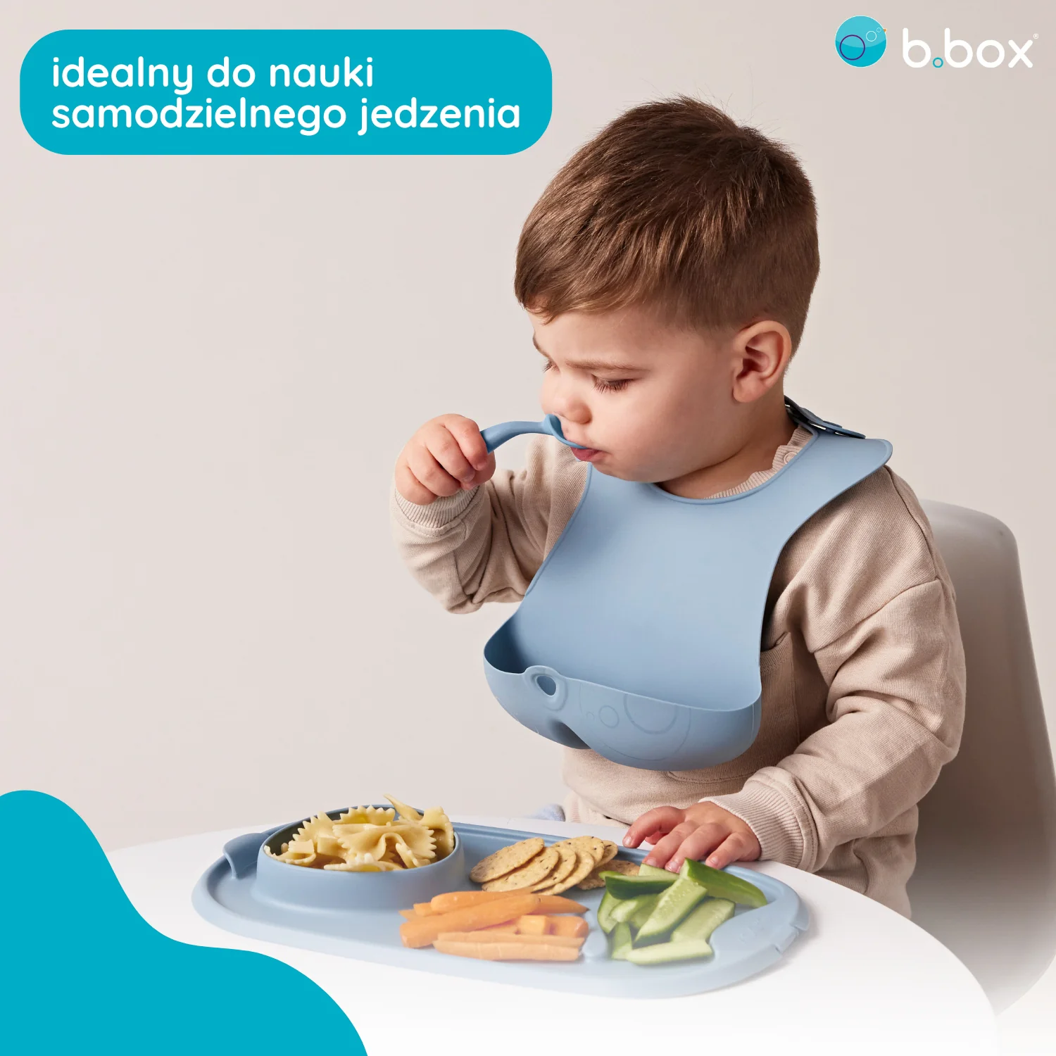 B.box śliniak z otwartą kieszonką niebieski, 1 szt.