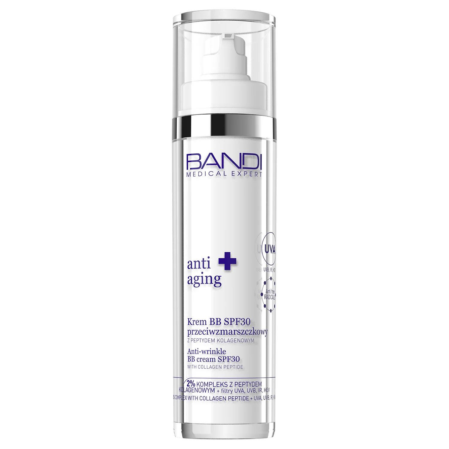 Bandi Anti Aging krem BB SPF 30 przeciwzmarszkowy z peptydem kolagenowym, 50 ml