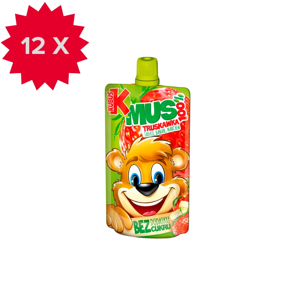 Kubuś Mus 100% mus truskawka jabłko banan marchew, 12 x 100 g
