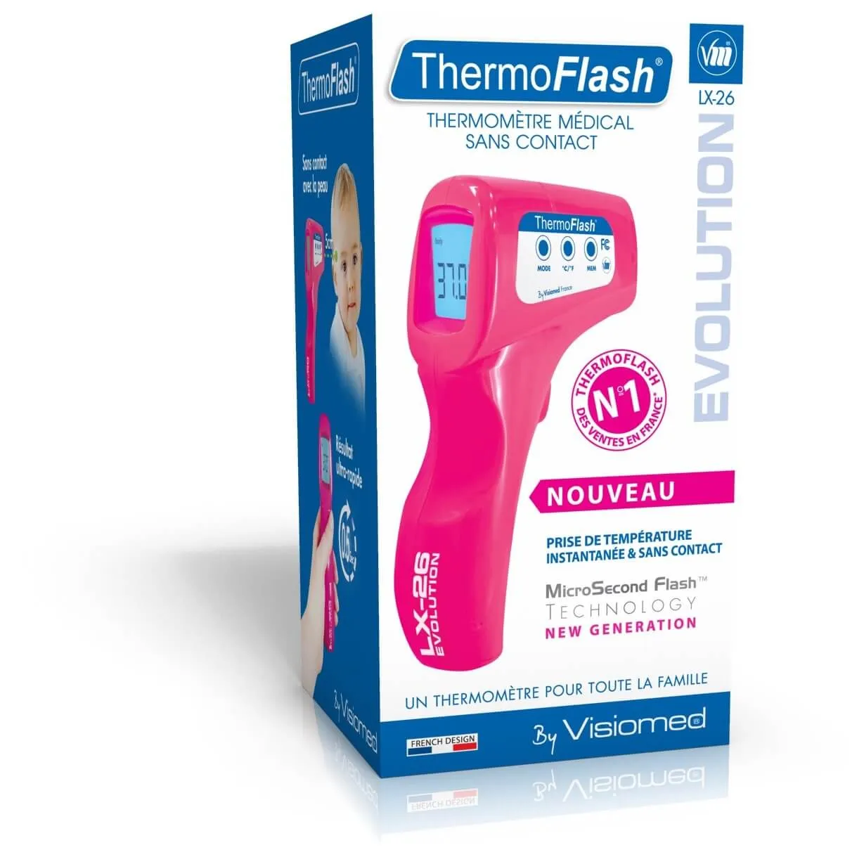 ThermoFlash Evo LX-26 pink, termometr bezdotykowy 