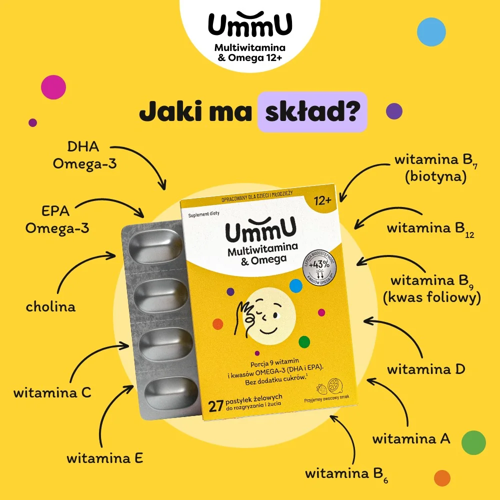 Ummu Multiwitamina & Omega 12+ 27 pastylek żelowych
