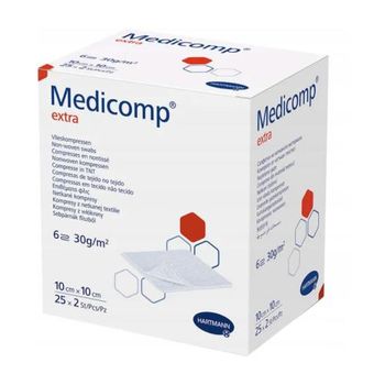Medicomp Extra, kompres 6-warstwowy jałowy, 10x10 cm 