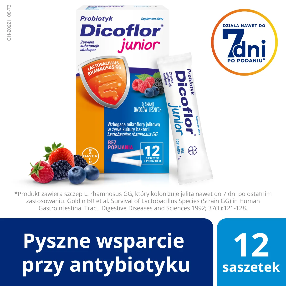 Dicoflor Junior, suplement diety, 12 saszetek z proszkiem
