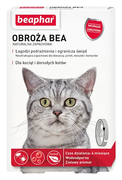 Bephar obroża BEA naturalna zapachowa przeciw pchłom i kleszczom dla kociąt i dorosłych kotów, 1 szt.