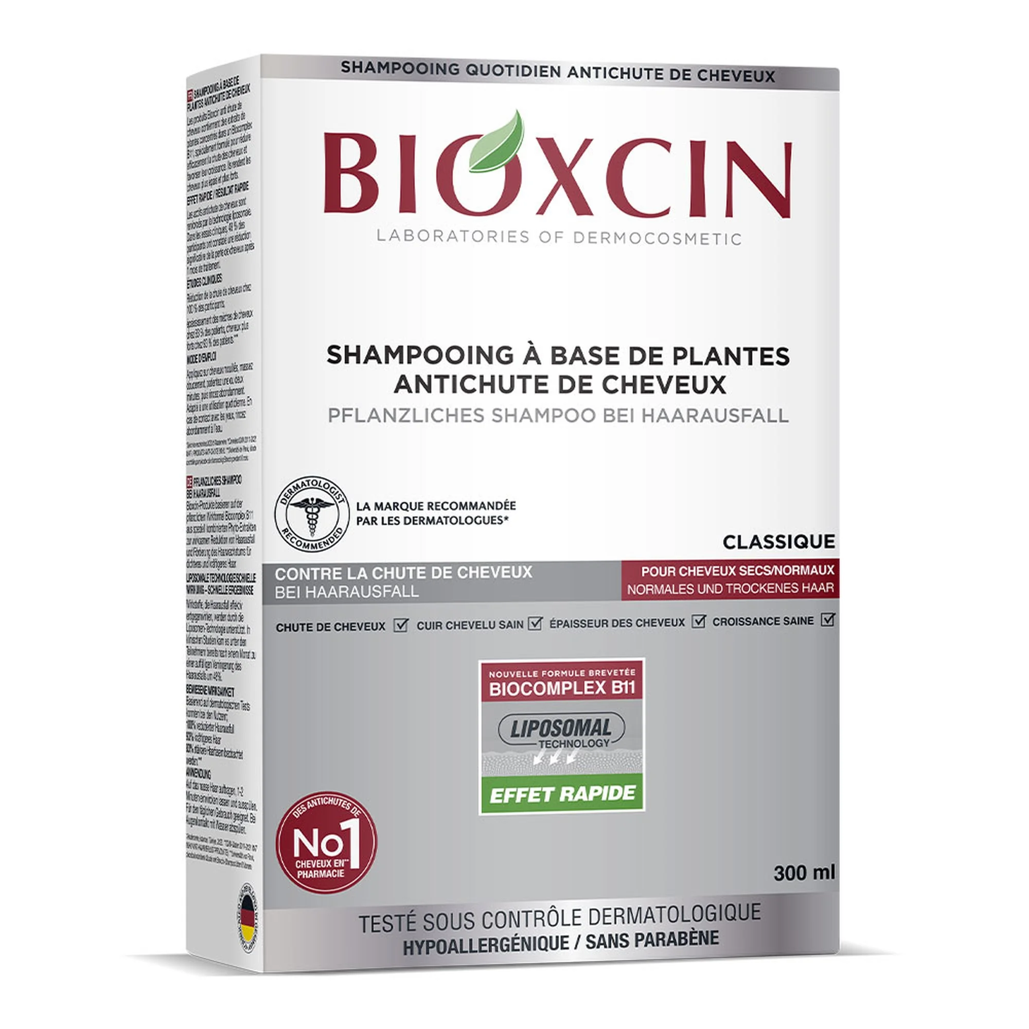 Bioxcin Classic ziołowy szampon przeciw wypadaniu do włosów suchych i normalnych, 300 ml