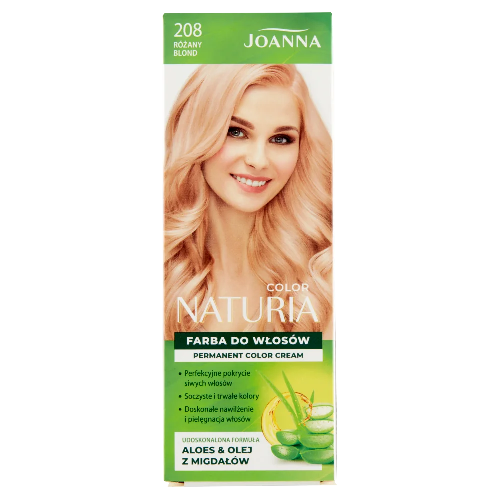 Joanna Naturia Color farba do włosów nr 208 Różany Blond, utleniacz 60 g + farba 40 g