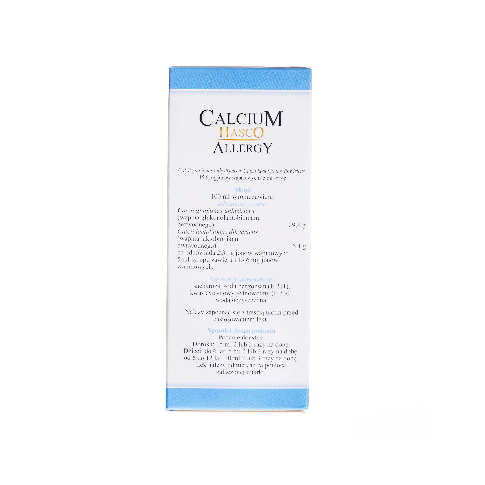 Calcium Hasco Allergy, 115,6 mg/5ml, syrop 150 ml 