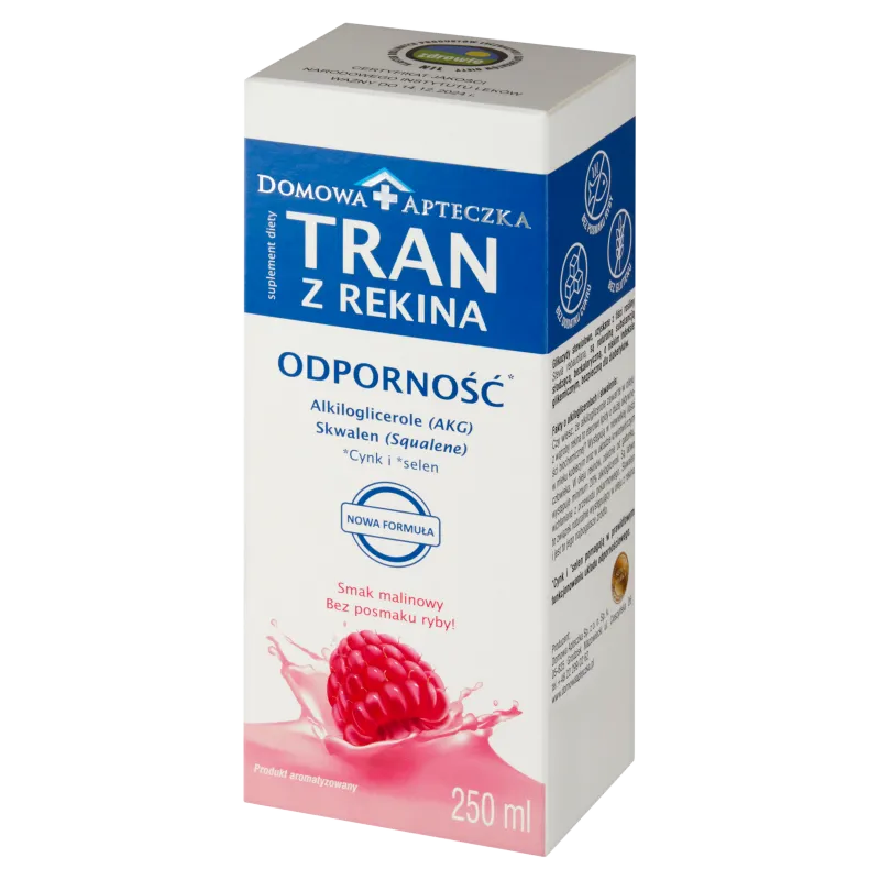 Tran z Rekina, suplement diety, smak malinowy, 250 ml 