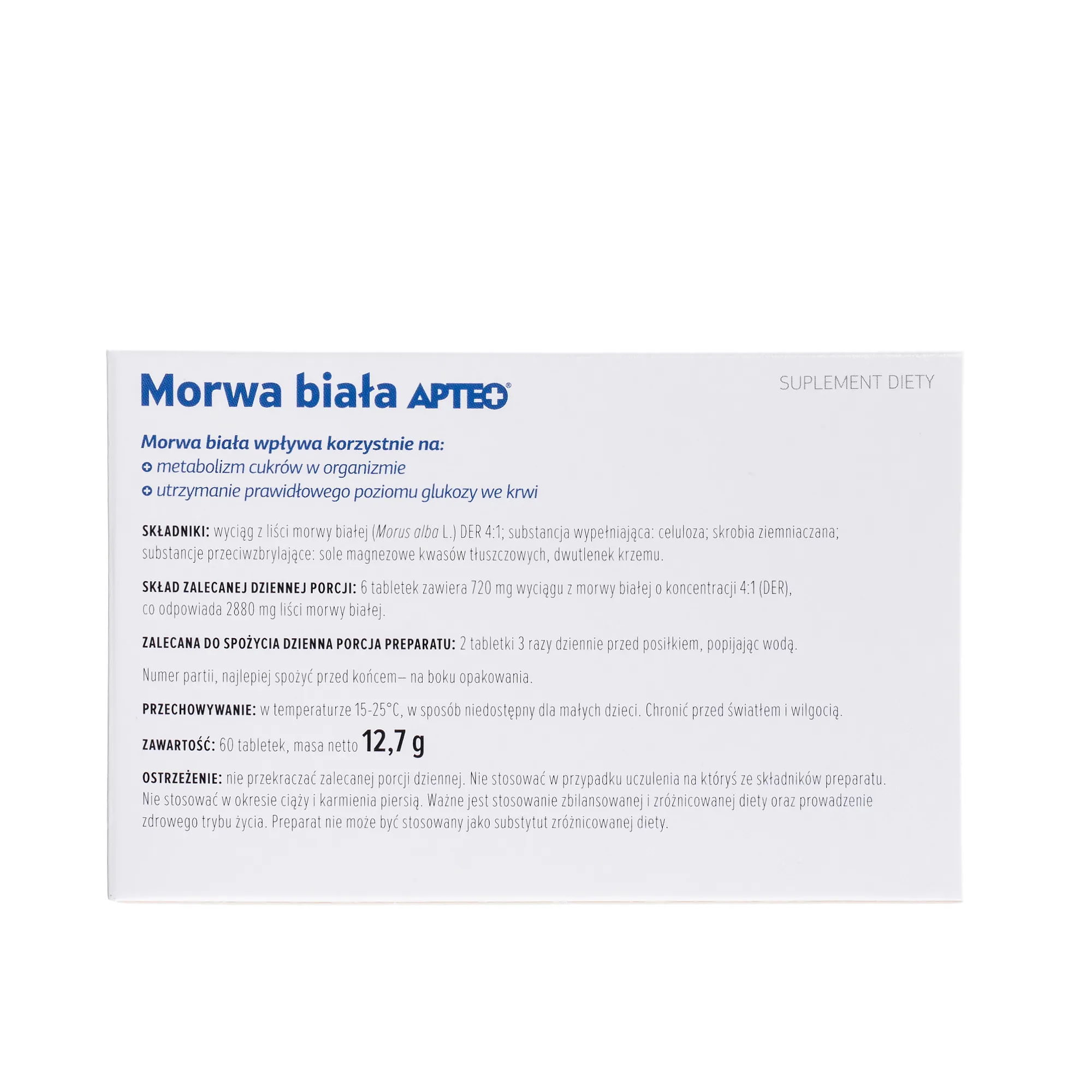 Morwa Biała Apteo, suplement diety, 60 tabletek 