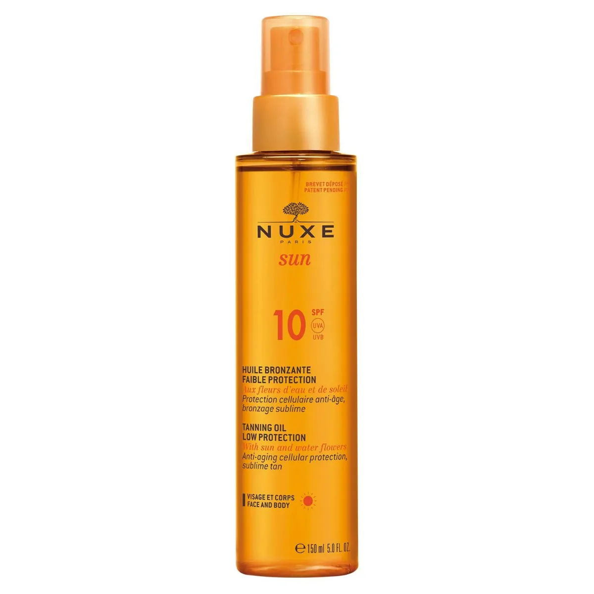 NUXE Sun Ochronny olejek do opalania twarzy i ciała SPF10, spray 150 ml