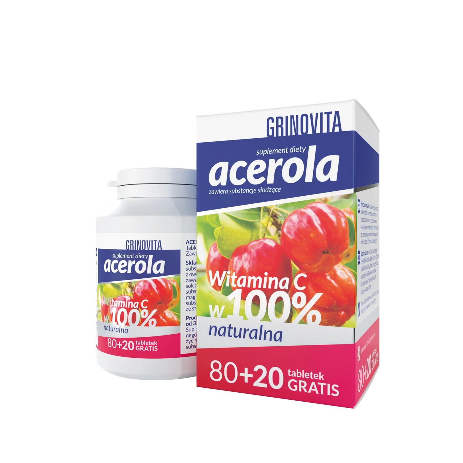 Grinovita Acerola 100 tabletek do ssania