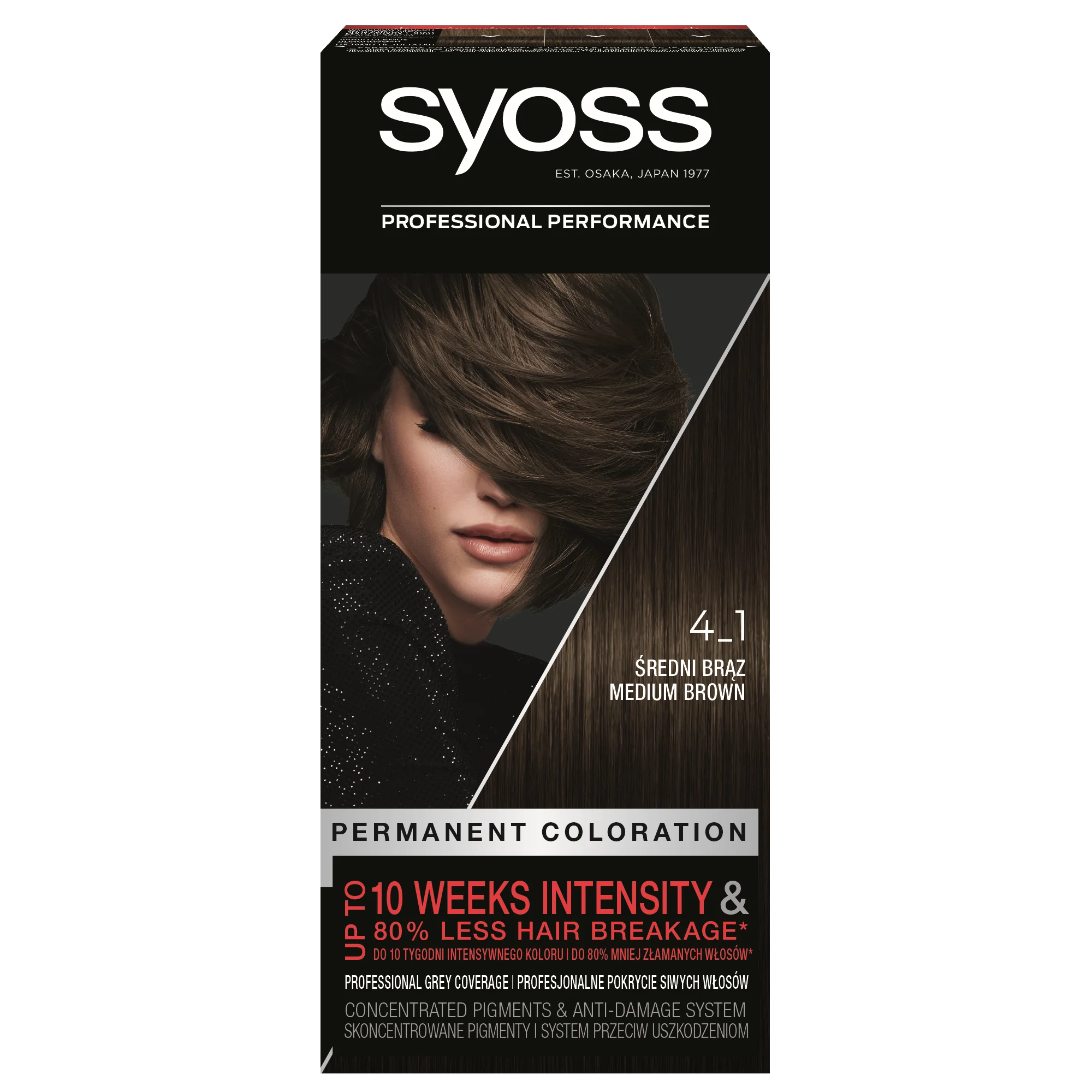 Syoss Permanent Coloration farba do włosów trwale koloryzująca 4-1 Średni Brąz, 1 szt.