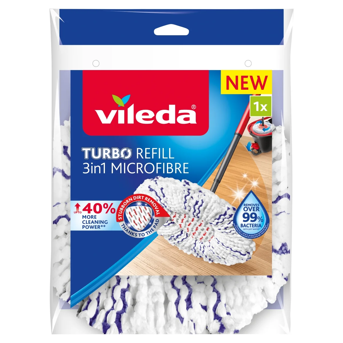 Vileda Turbo 3w1 Microfibre wkład do mopa obrotowego, 1 sztuka