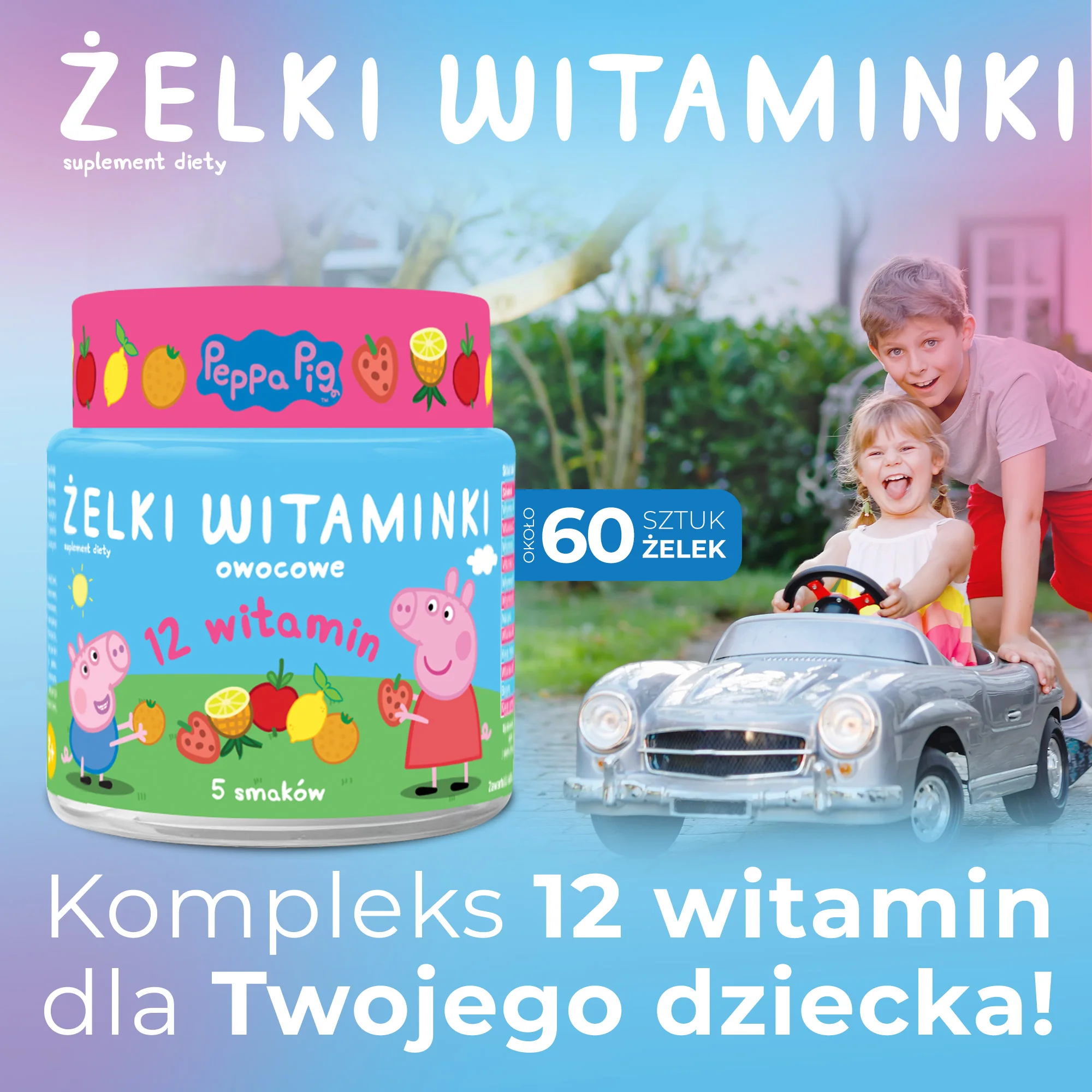 Domowa Apteczka Peppa Pig Żelki Witaminki owocowe, 60 sztuk