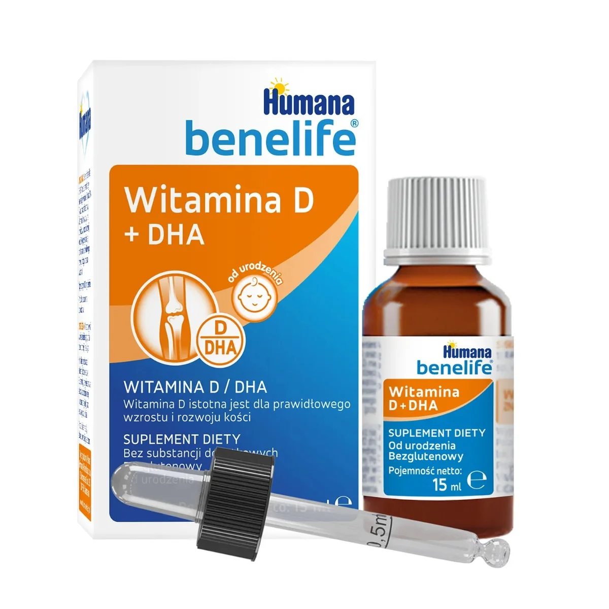 Humana benelife D3 + DHA płyn, 15 ml