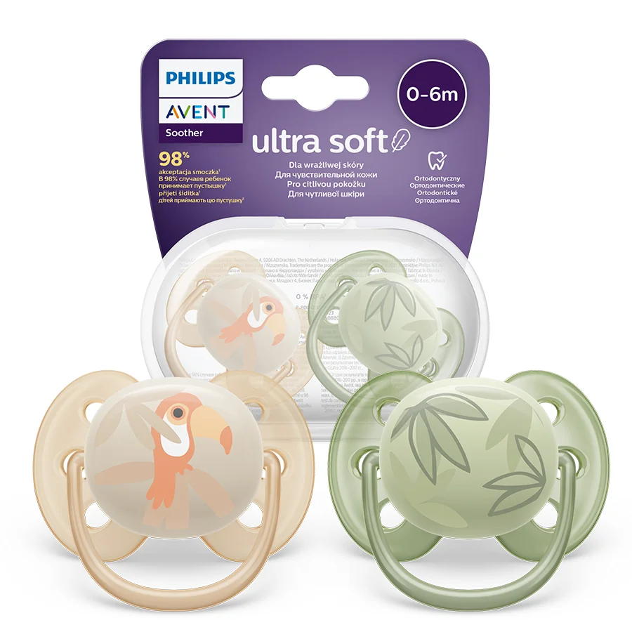 Philips Avent Ultra Soft miękki smoczek ortodontyczny 0-6 m, SCF091/07, 2 szt.