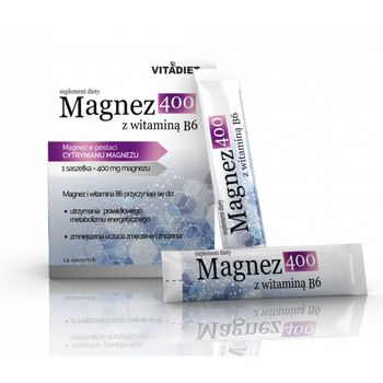 Magnez 400 z witaminą B6, suplement diety, 14 saszetek 