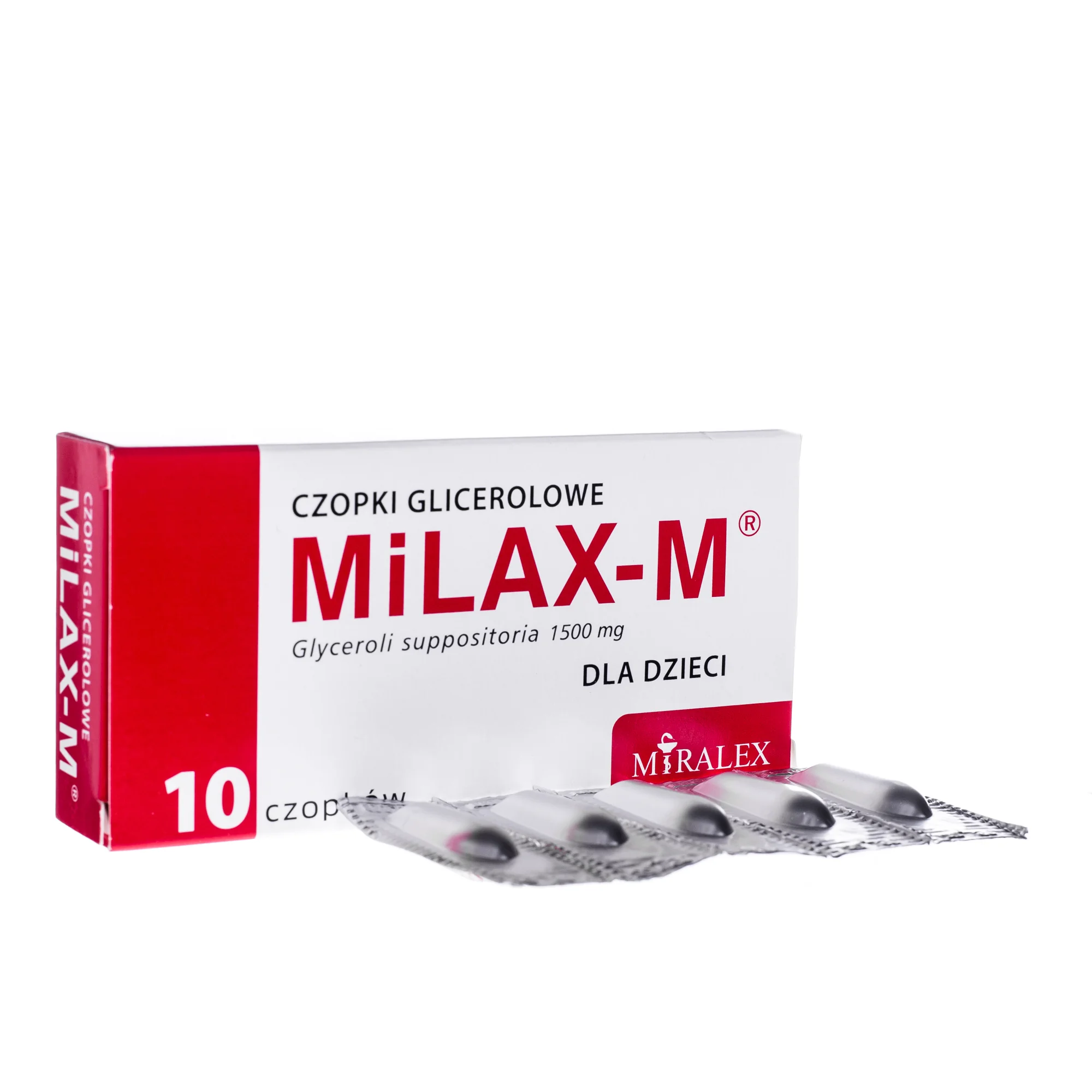 MiLAX-M, czopki glicerolowe dla dzieci, 1,5 g, 10 czopków 