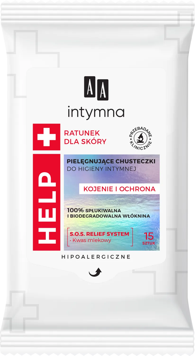 AA Intymna Help pielęgnujące chusteczki do higieny intymnej, 15 szt.