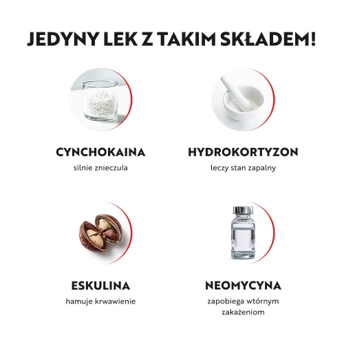 Proktosedon 5 mg + 5 mg + 10 mg + 10 mg, maść, 15 g