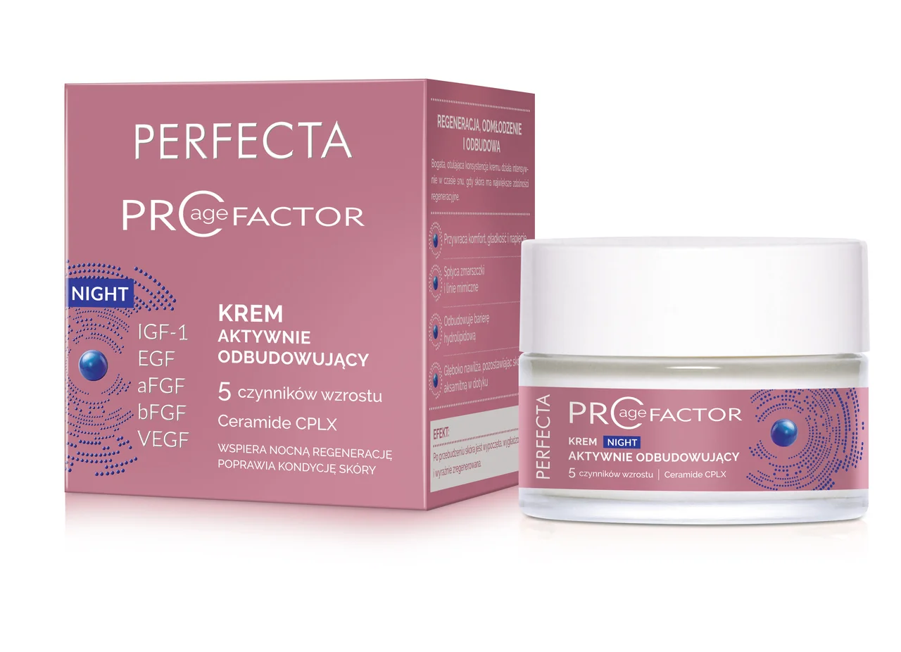 Perfecta Pro Age Factor krem aktywnie odbudowujący na noc, 50 ml