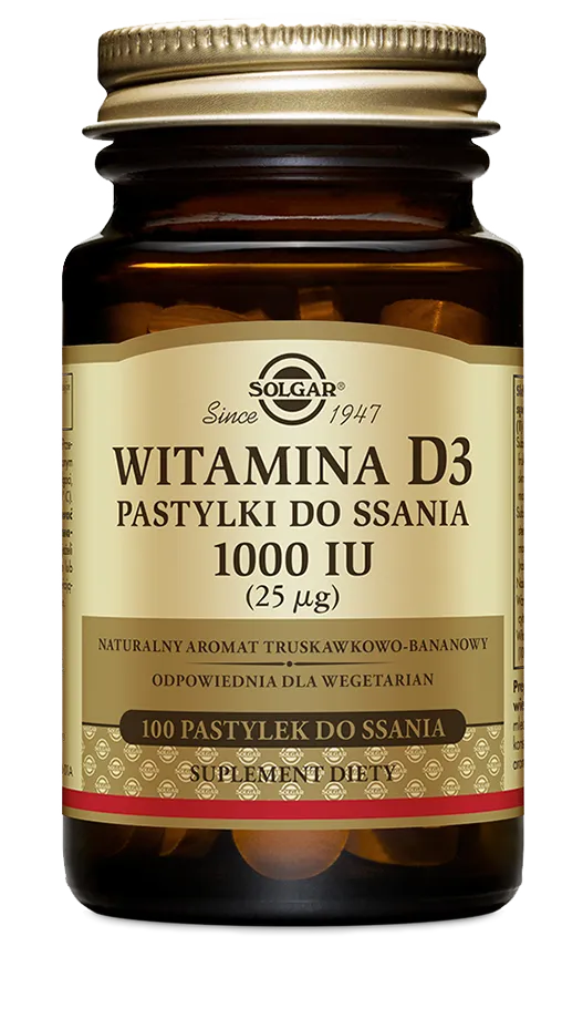 Solgar Witamina D3 1000 IU, suplement diety, 100 pastylek do ssania