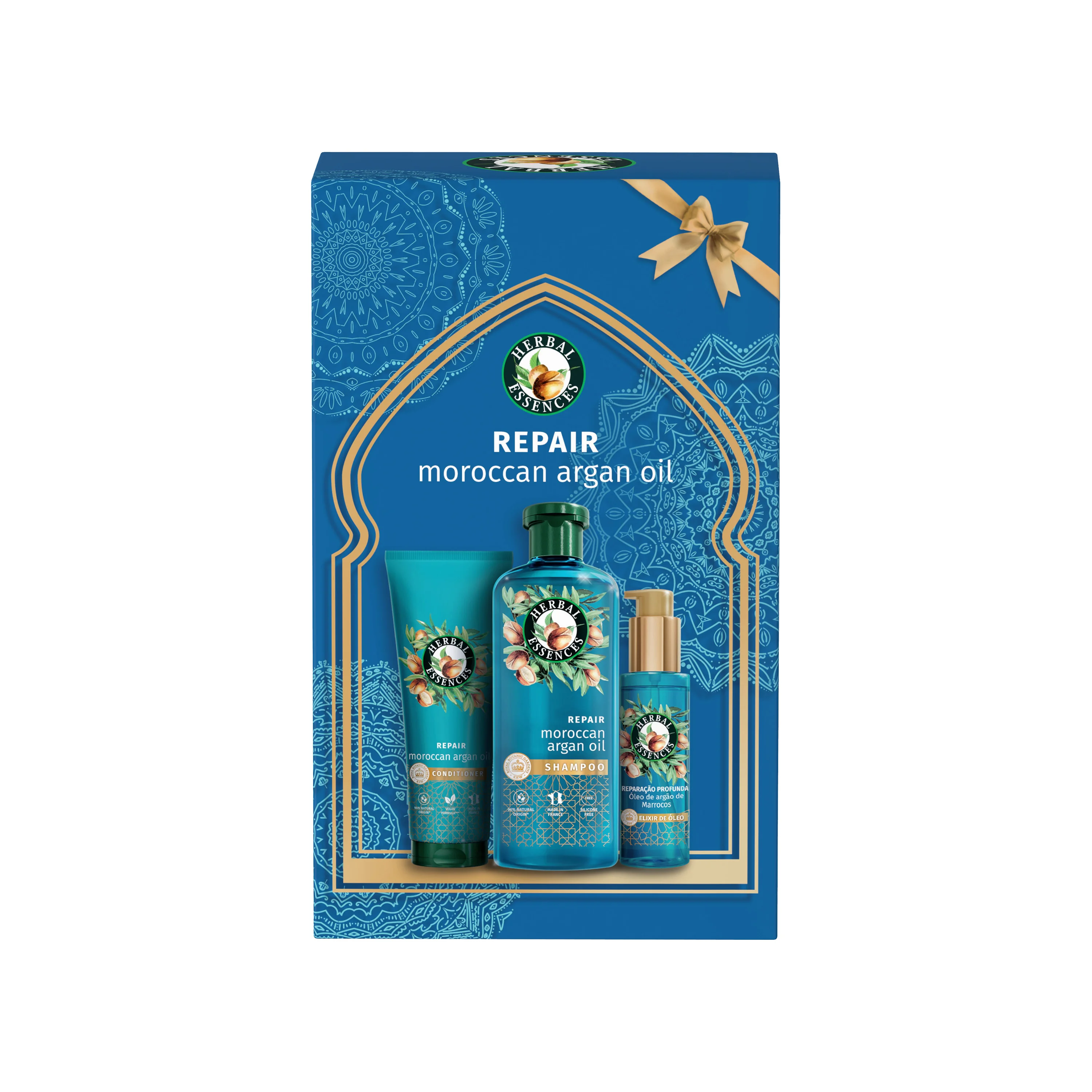 Herbal Essences Repair Moroccan Argan Oil Zestaw szampon, 350 ml + odżywka, 250 ml + eliksir, 90 ml
