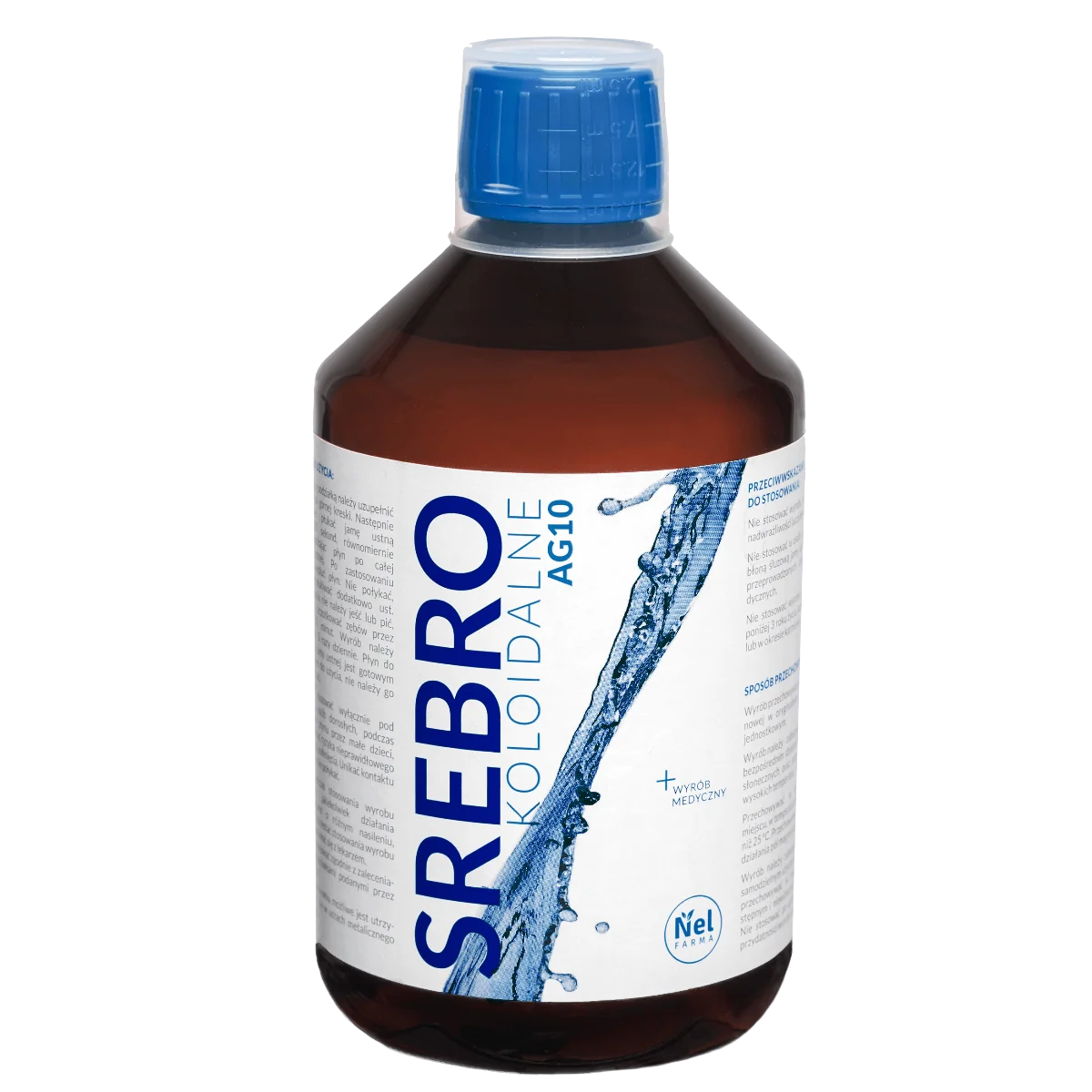 Nelfarma Srebro koloidalne Ag 10 płyn, 500 ml