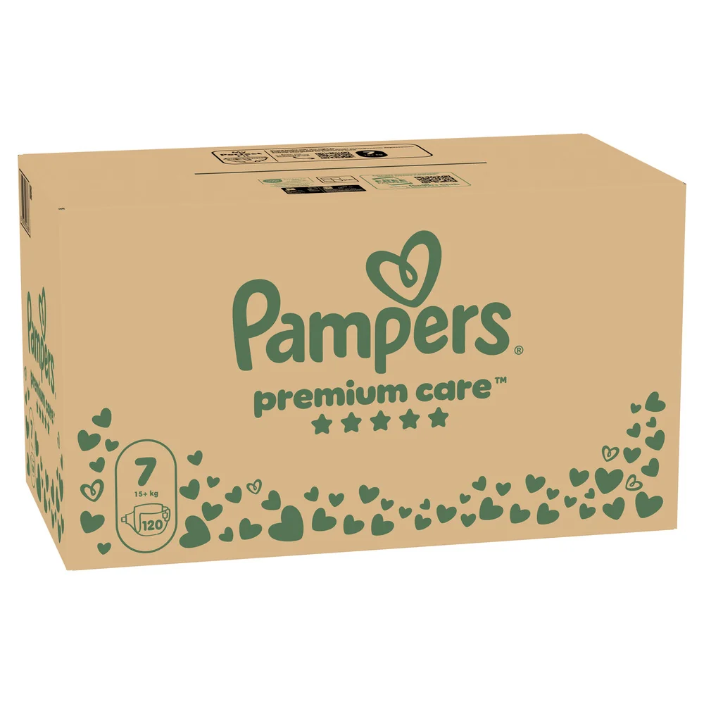 Pampers Premium Care 7 pieluchy, rozmiar 7, 15+ kg, 120 sztuk