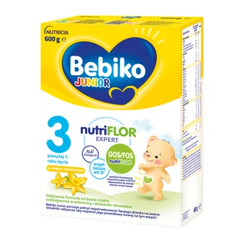 Bebiko Junior 3 Odżywcza formuła na bazie mleka dla dzieci powyżej 1. roku o smaku waniliowym, 600 g