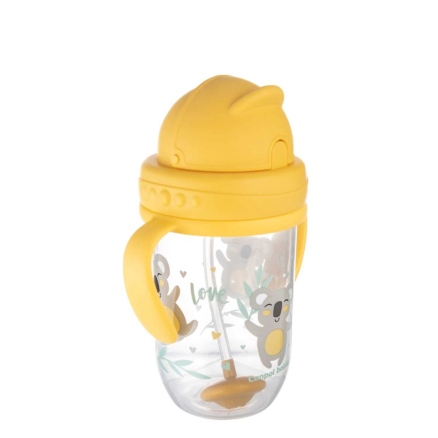 Canpol Babies kubek niekapek z rurką i odważnikiem żółty 270 ml, 1 sztuka