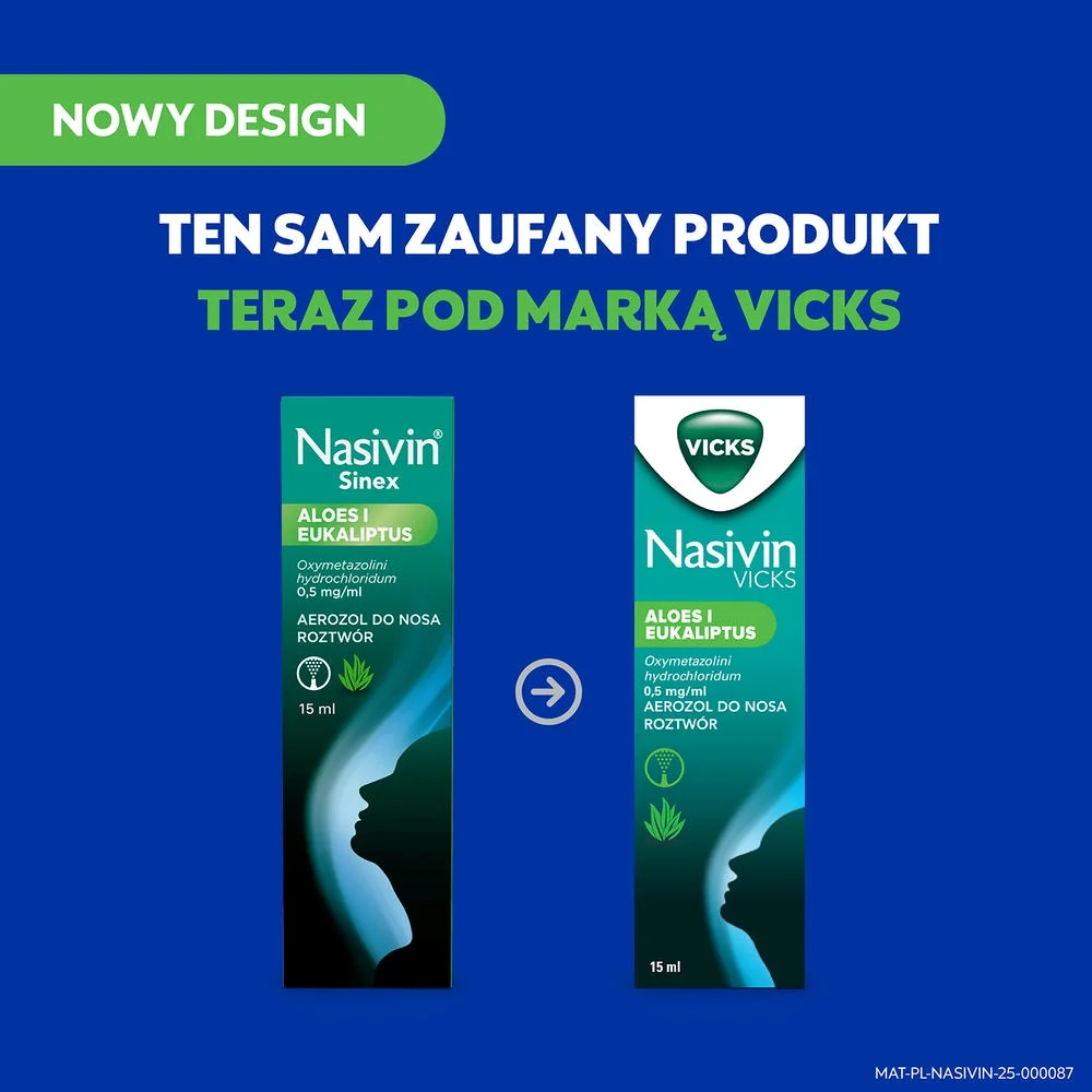 Nasivin Aloes i Eukaliptus 0,5 mg/ml aerozol do nosa, roztwór, 15 ml