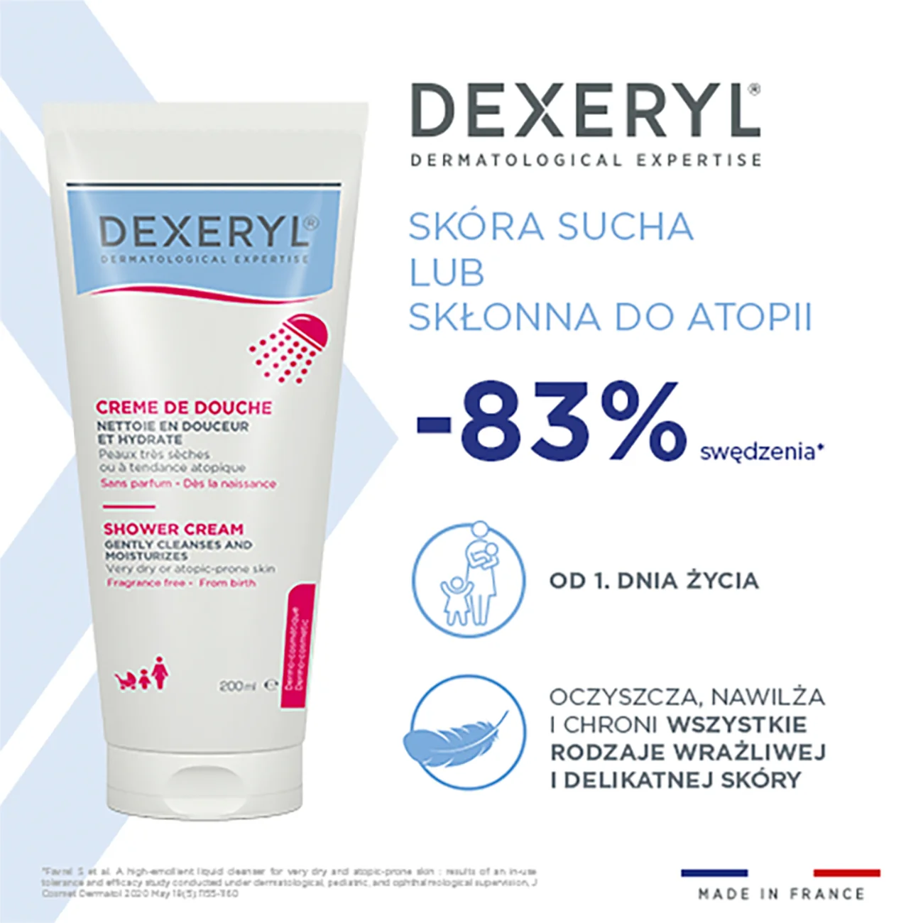 Dexeryl krem myjący pod prysznic, 200 ml