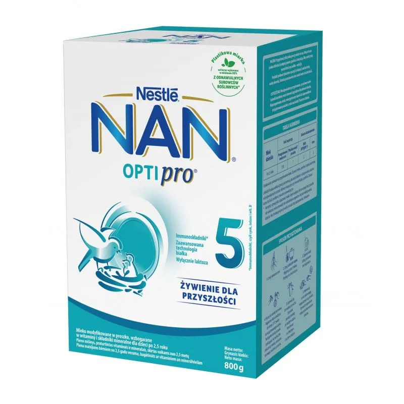 Nestle NAN Optipro 5, modyfikowane mleko dla dzieci po 2,5. roku życia, 800 g