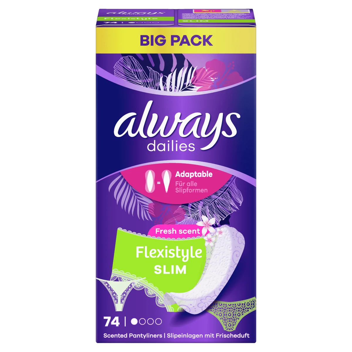 Always Dailies Flexistyle Slim Fresh wkładki higieniczne, 74 szt.