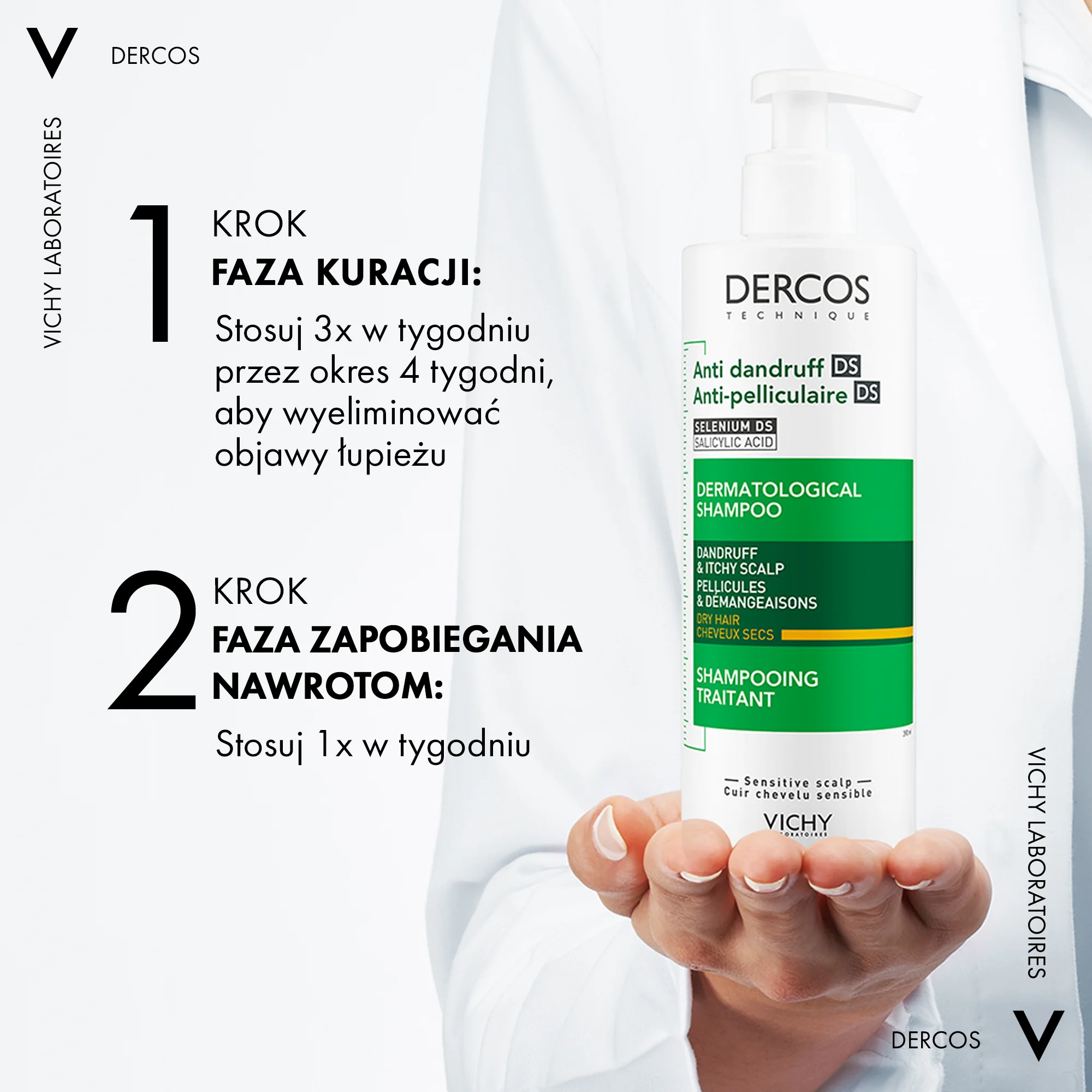 Vichy Dercos szampon przeciwłupieżowy do włosów suchych, 390 ml