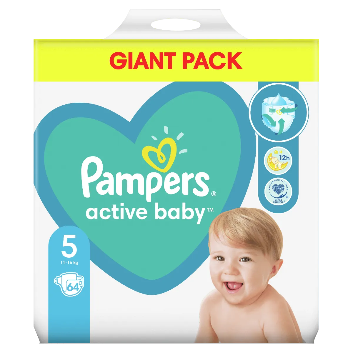 Pampers Active Baby, pieluchy, rozmiar 5, 11-16 kg, 64 sztuki