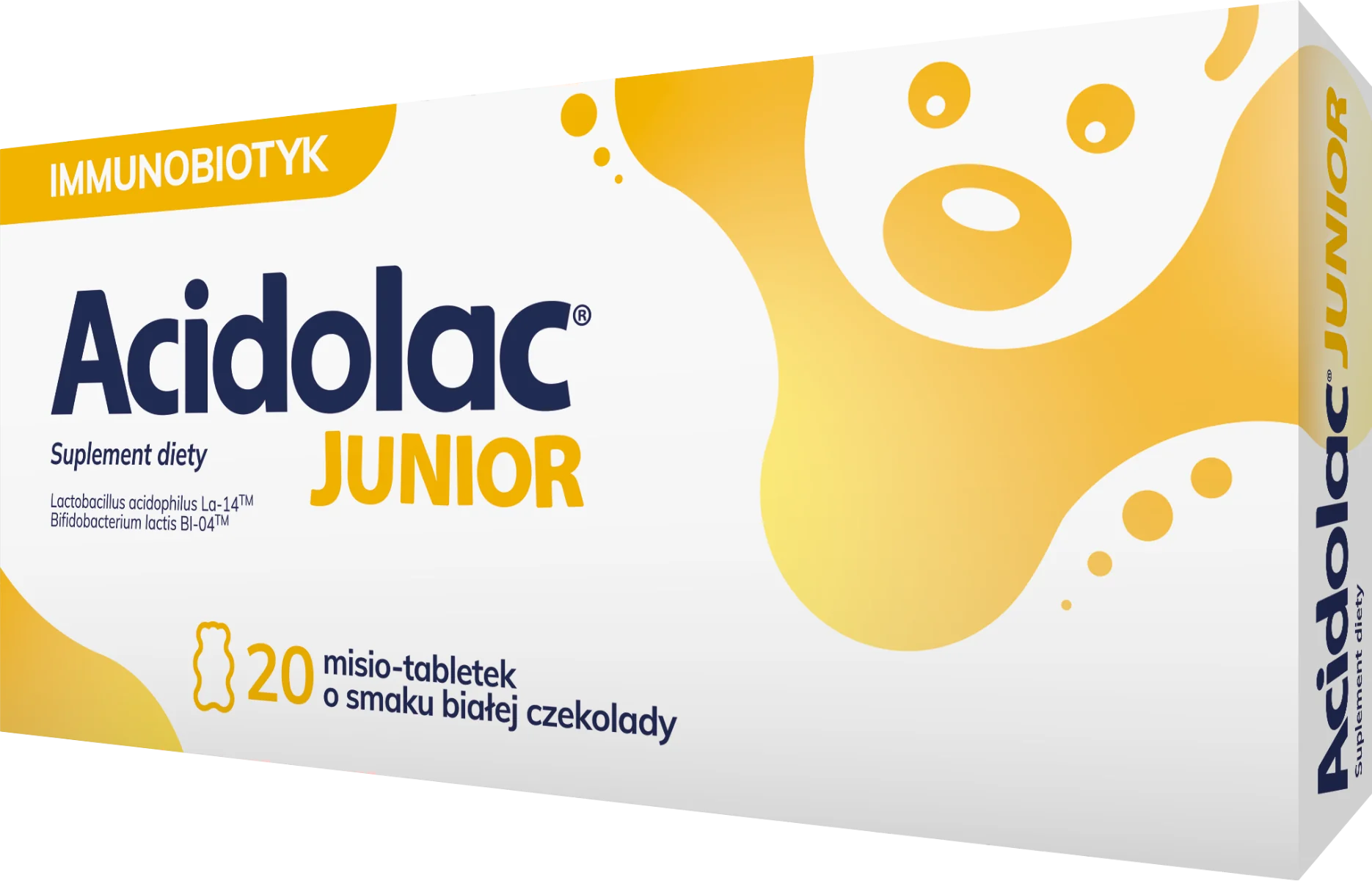 Acidolac Junior smak białej czekolady, 20 misio-tabletek