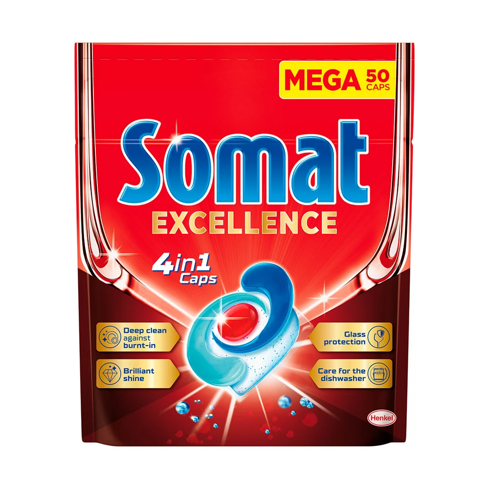 Somat Excellence 4 in 1 kapsułki do zmywarki 4w1, 50 sztuk