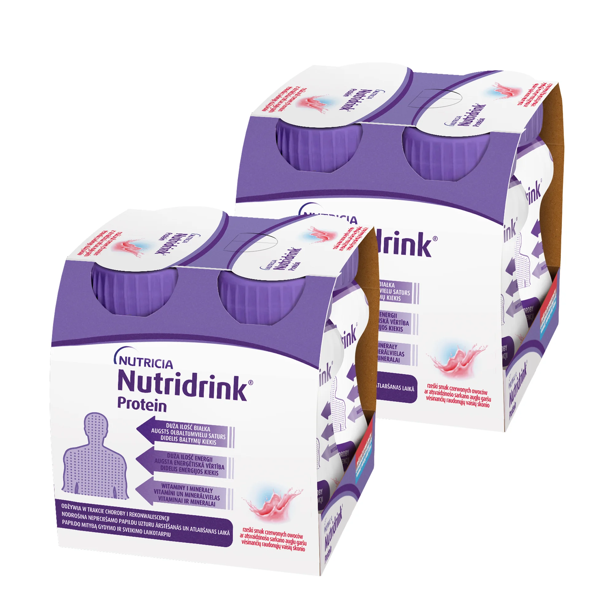 Nutridrink Protein płyn o rześkim smaku czerwonych owoców, 2 x  4 x 125 ml